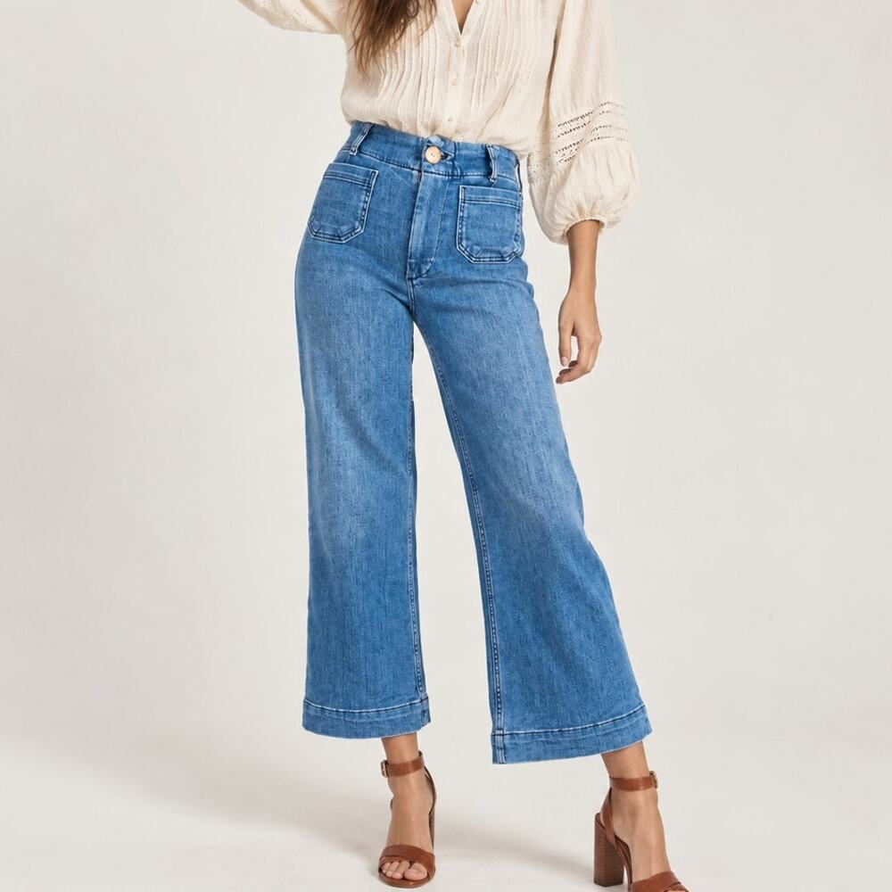 Maeve by Anthropologie The Colette Denim Jean Cropped wide leg sz 25